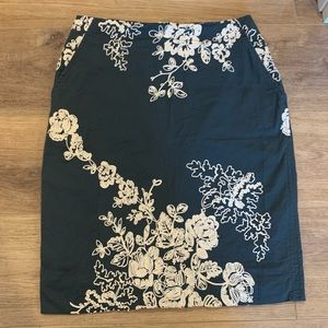 J.Crew Pencil Skirt; Teal/white flower